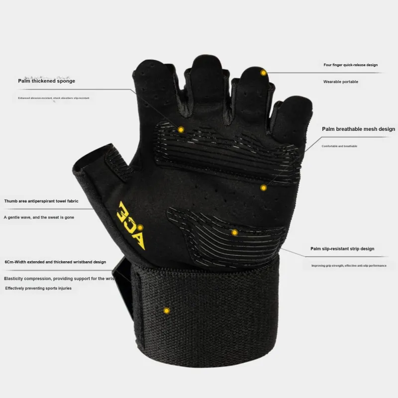 LARA STAR Fitness Gloves Protective Abrasion Resistant Palm Guard Slip Resistant Breathable Compression-36