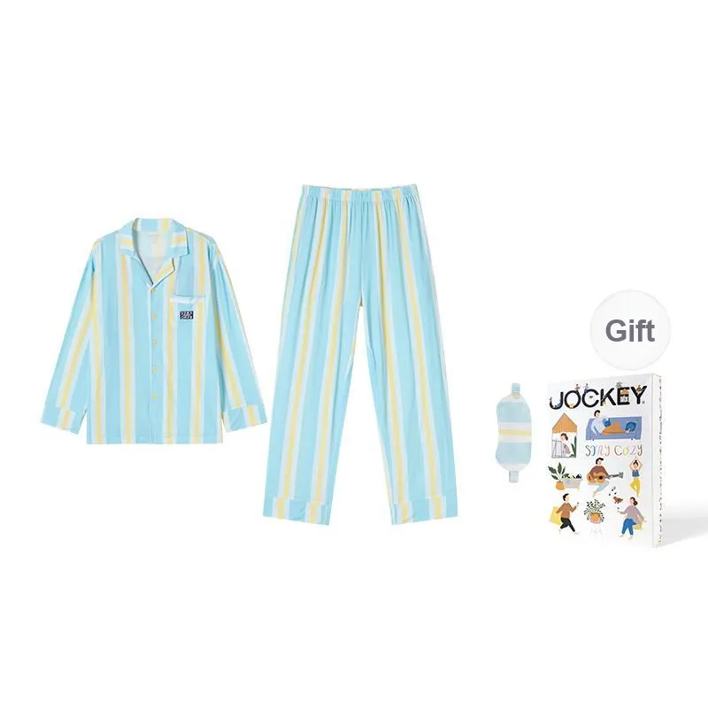 JOCKEY x BERRY AKTUGLU Pajama Set Men's Gift Box Set Blue Stripes-0