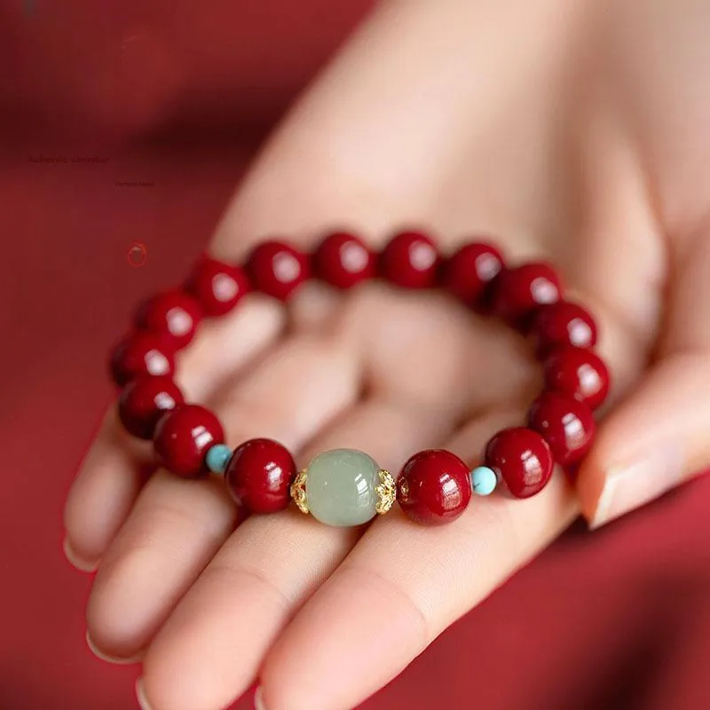 WUMZK Reconstructed Cinnabar Bracelets Unisex-1