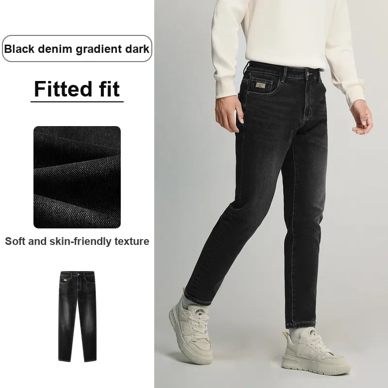 HLA Panda Wowo Series Jeans Men Black Denim Gradient Dark 6F-3