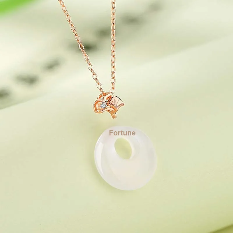 Xuanman Chalcedony Jade Pendant Necklace Women's-3