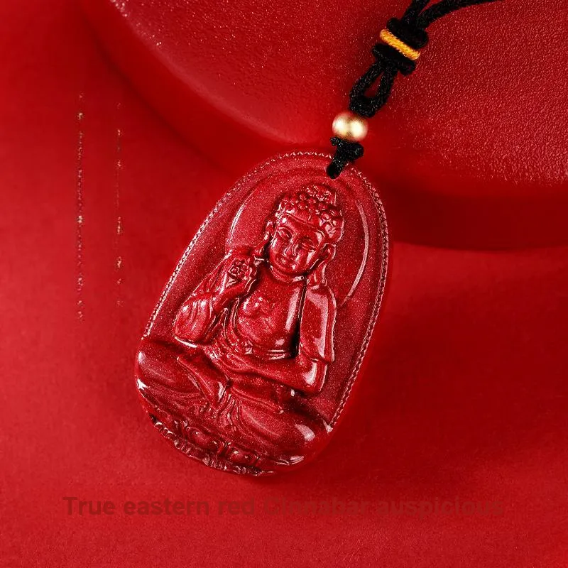 JINLIUFUJIXIANG Reconstructed Cinnabar Necklaces Unisex-13