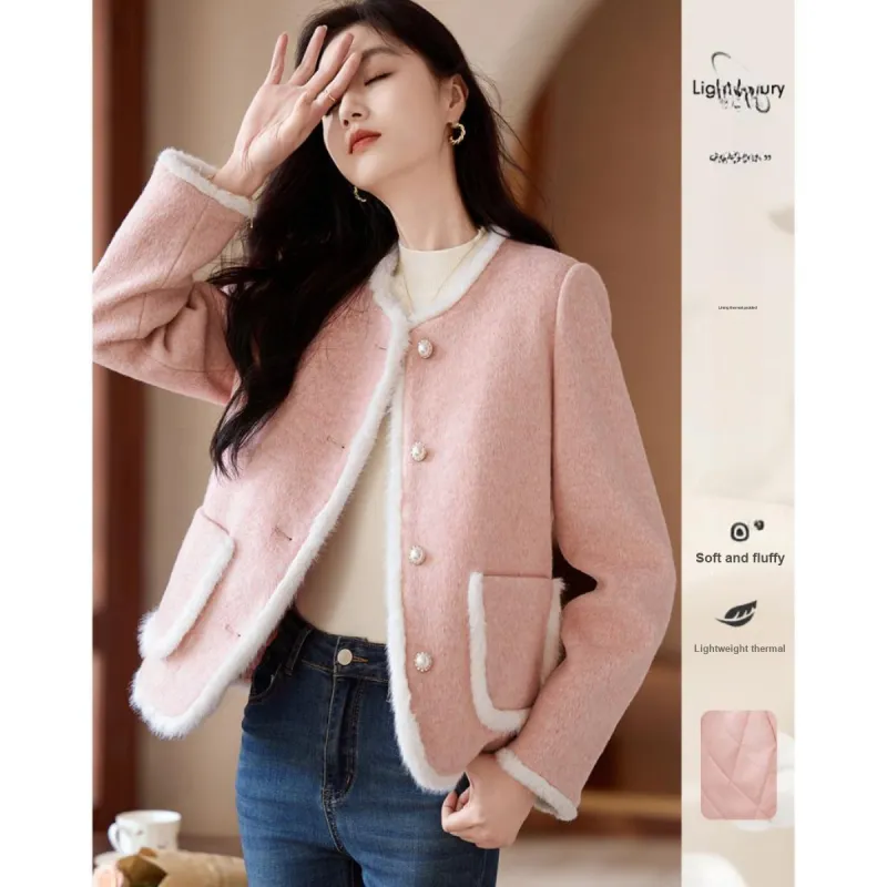 Like The Age Of Water Velvet feel Coat Women's Pink-2