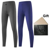 2 Pack (Downpour Gray+Sapphire Blue) German Fleece Heating/Antibacterial Comfortable/Seamless Skin-Friendly