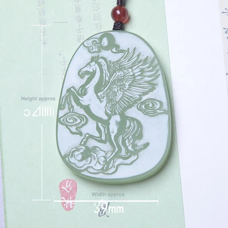 Ingenuity Hetian Jade Necklaces Pale Greenish White Jade Unisex-2