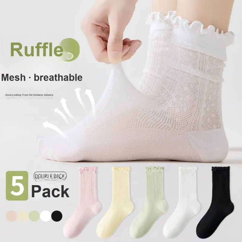 MIIOW Mid Calf Socks Women's 5 Pack-3
