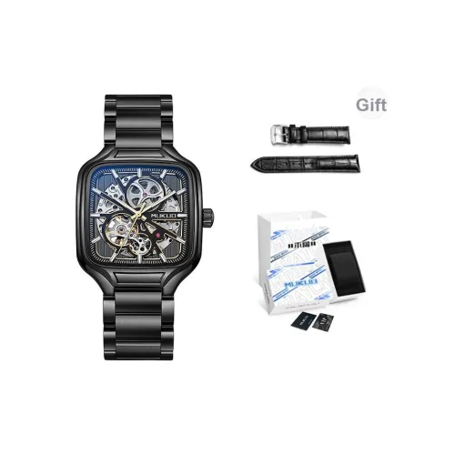 MUKUO Rapid Collection Автоматический механический механизм ремешок из нержавеющей стали часы для мужчин циферблат с открытым механизмом