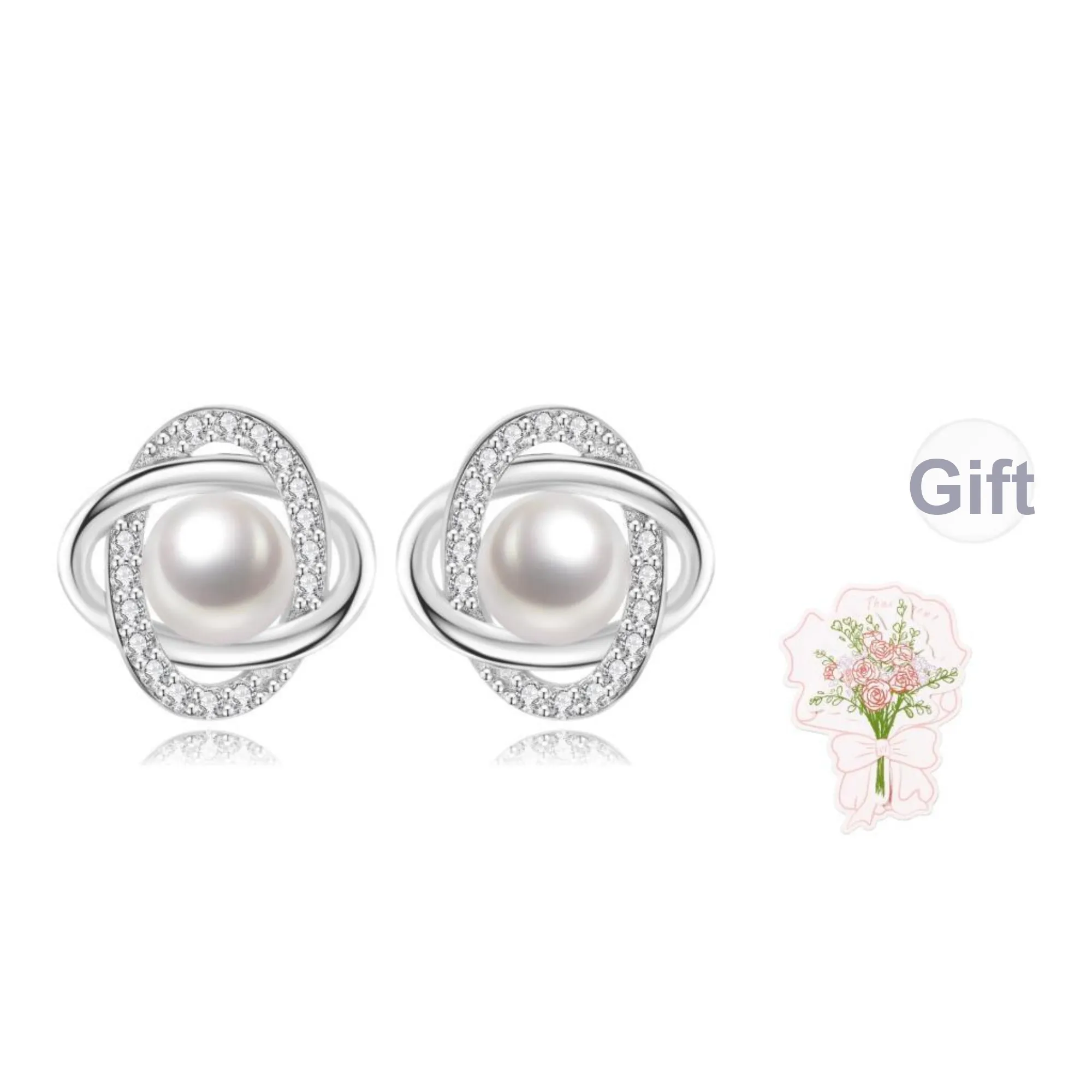 Lao Feng Xiang Pearl Stud Earrings Women's