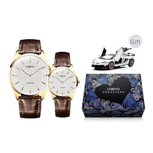 LOBINNI L Парные часы кварцевый механизм ремешок из коровьей кожи унисекс белый циферблат