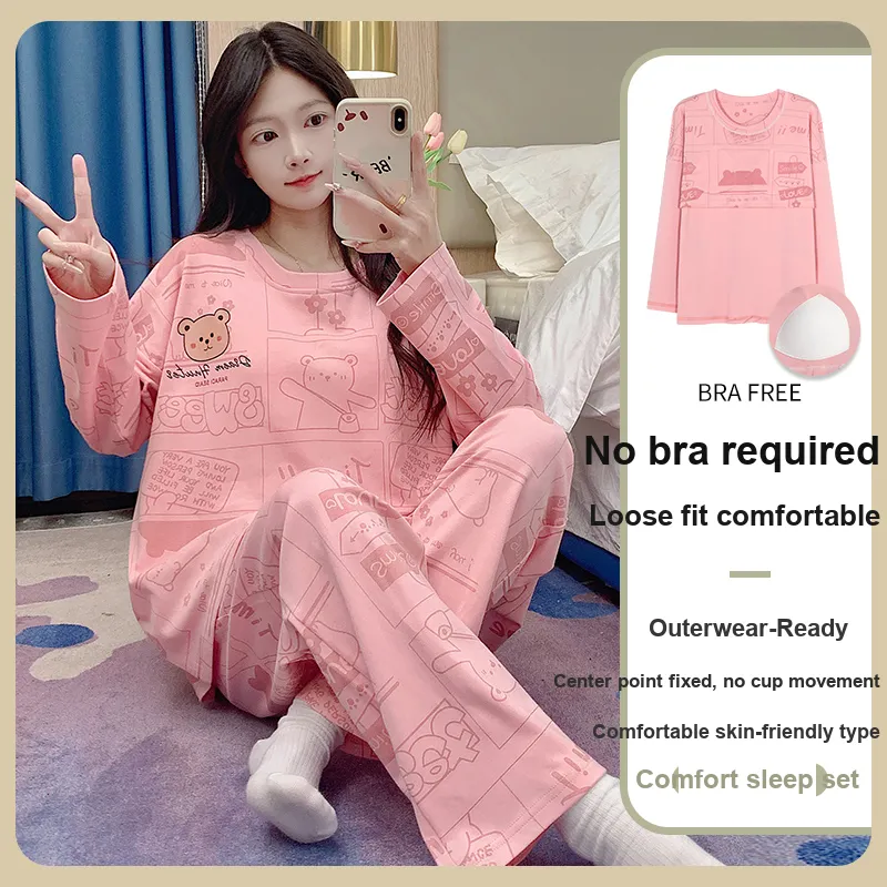 BONAS Pajama Set Women's Comic Bear-1