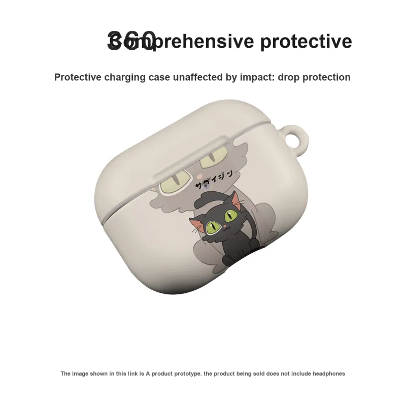 Keshami Applicable To Airpods Pro2/Airpods 3 Generation Cute Black Cat Headphone Cases-3