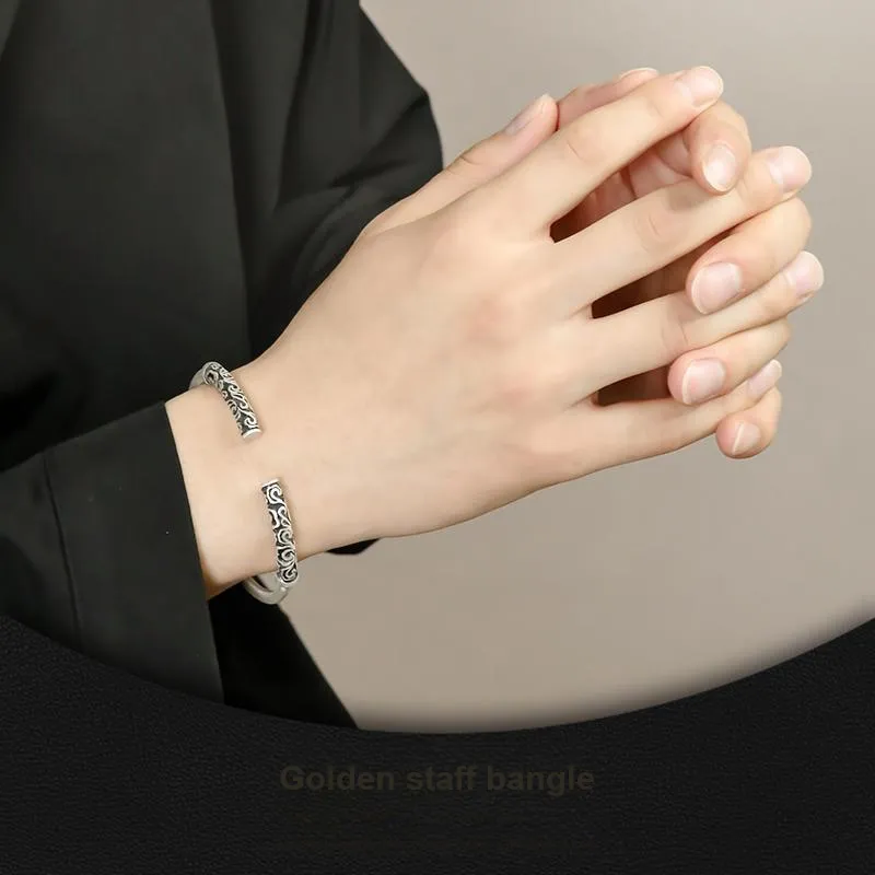 LAOYINJIANG S999 Fine Silver Bangles Men's-17