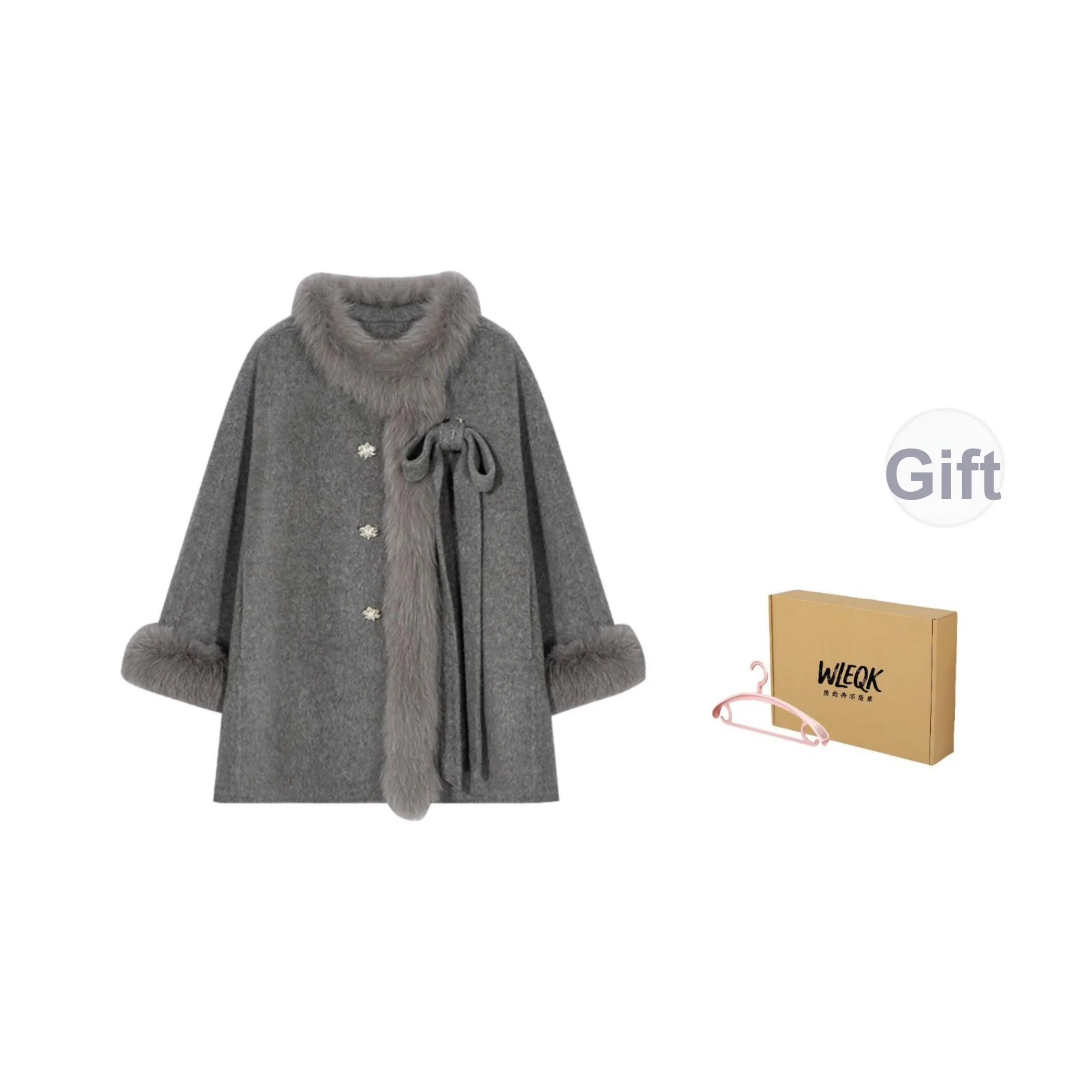 WLEQK Серый Женский Пальто