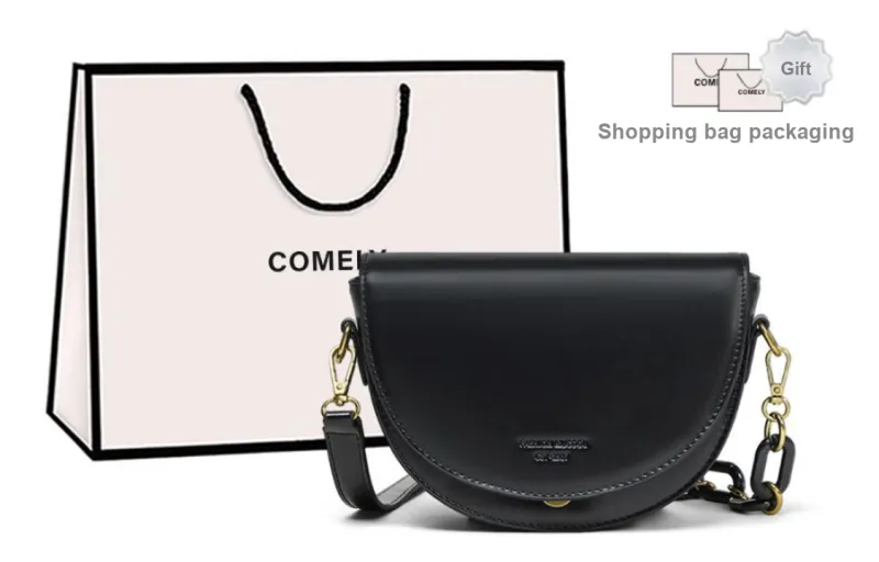COMELY Cow Leather Patchwork Synthetic Leather Saddle Bag Shoulder Bag Crossbody Bag Regular Women's-4