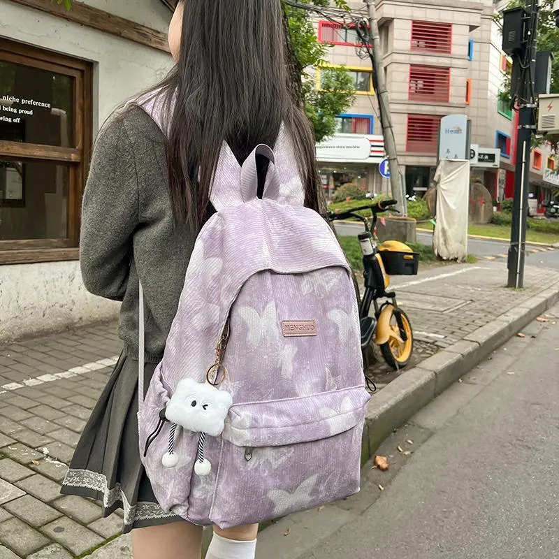 KAMLUI Corduroy Backpack Regular Unisex Gray/Red/Purple/Khaki/Blue-19
