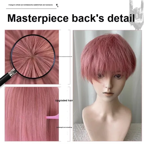 UMIFFA Мужские Короткие Парики с Короткой Стрижкой Розового Цвета