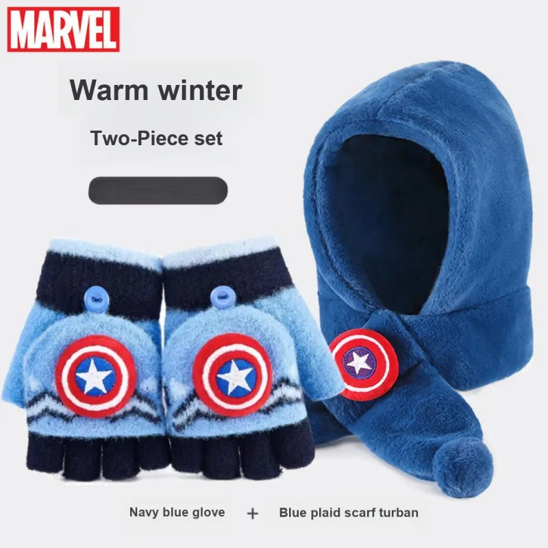 Disney Marvel Series Polyester Hoods & Plush Hats 2024 Model Kids' Navy Blue Blue Black-3
