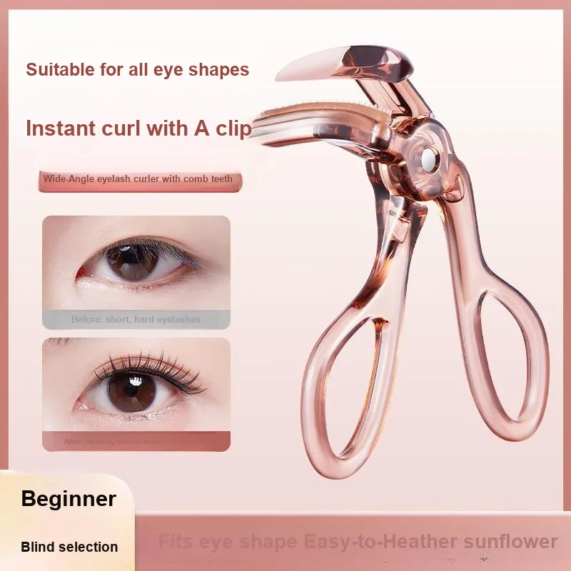 GECOMO Wide Angle Eyelash Curler+Oil Absorbing Paper Combination, With Built in Mirror Powder Puff, Makeup Tool-1