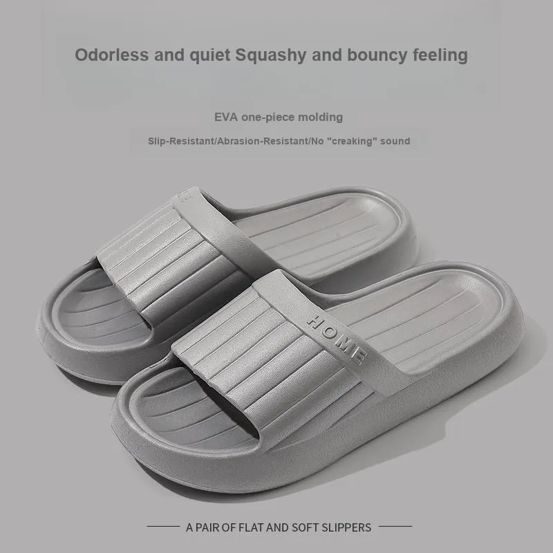 Foot Recreation Minimalist Style Vertical Stripes Letter Comfortable Quiet Slip Resistant Slippers Home Slippers Unisex-26