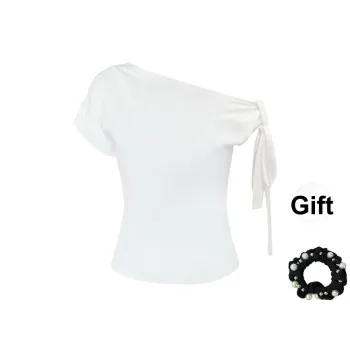 JSUHH T Shirts Women's White+Hair Tie Comes With