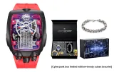 [Gift Box Set+Trendy Cuban Bracelet]Black Case with Red Strap