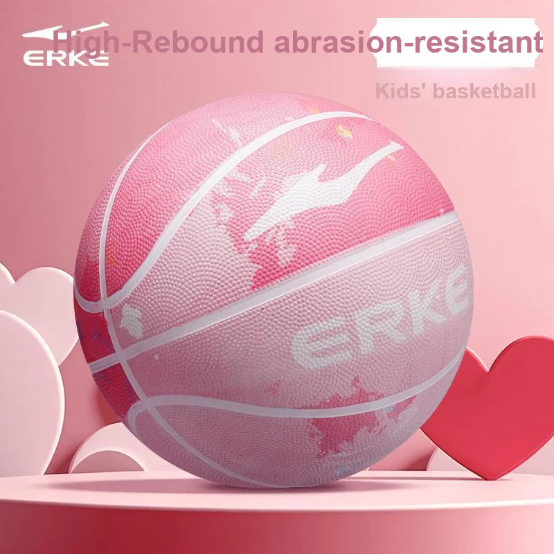 Erke Rubber Basketball Cloud Pink Size 5 Size 7 Training Match Unisex-1