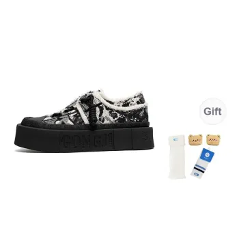 GONGJI Anti Slip Wear Resistant Mid Top Skateboard Shoes Women's Black