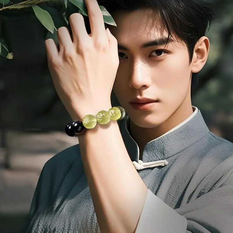 Yi Mingju Green Sandalwood Bracelets Men's-3