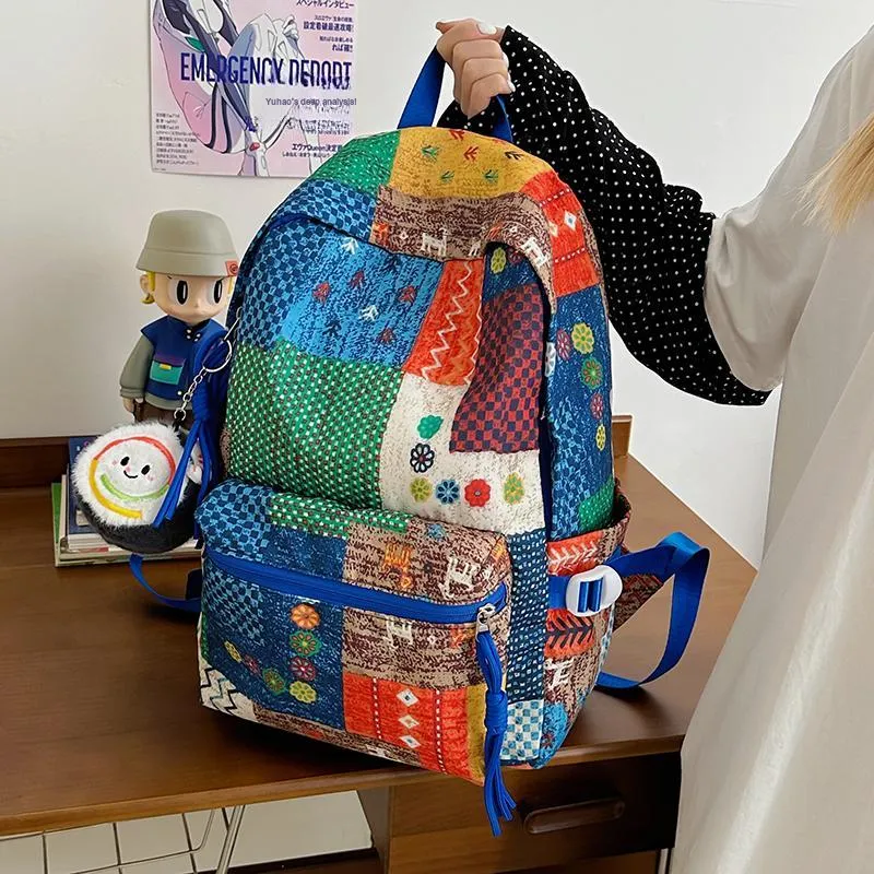 Moonshine Polyester Backpack Unisex Blue/Yellow-1
