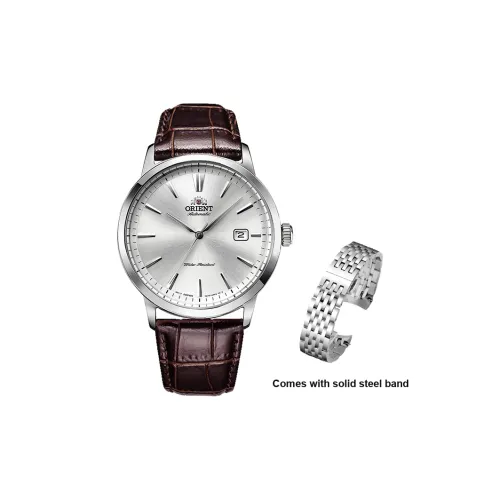 ORIENT Механический механизм кожаный ремешок часы для мужчин белый циферблат
