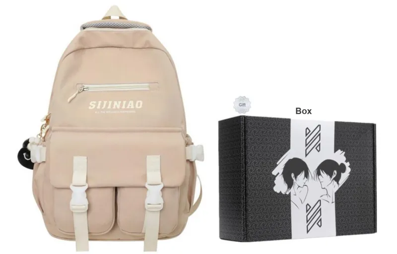 NOMK Nylon Fabric Backpack Regular Women's Pink/Khaki/Green/White/Black-3