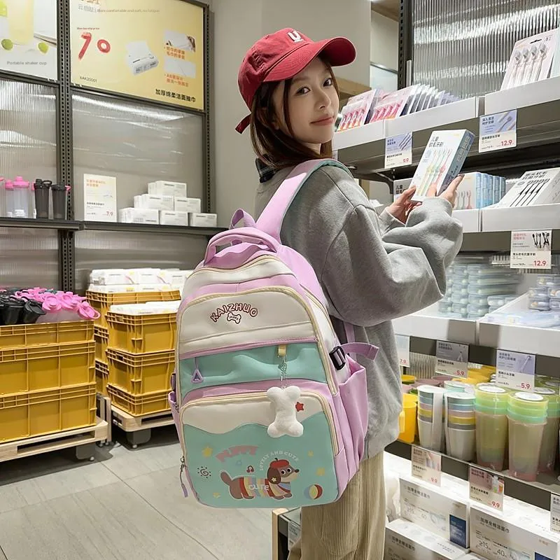 GEERDUN Nylon Backpack Women's 1White & Purple/Pink & Blue/Purple & Green/Blue & Pink/Yellow & Khaki-5