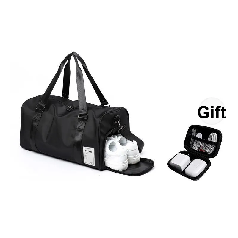 SEPTWOLVES Artificial Leather Gym Bag, Travel Bag, Carry on Bag QPL Tubas Unisex Black