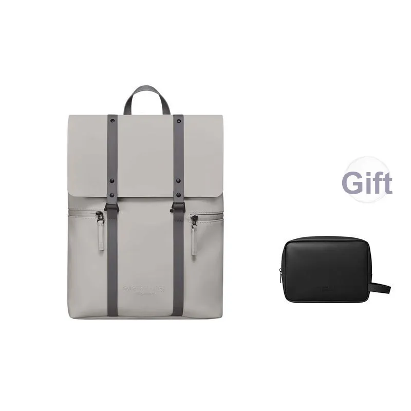 Gaston Luga Recycled Nylon With Polyurethane Backpack Regular Unisex Light Gray Brown/Cream White