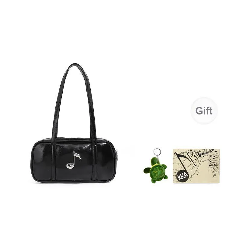 KKA PU One Shoulder Underarm Handbag Women's Silver/White/Black-8
