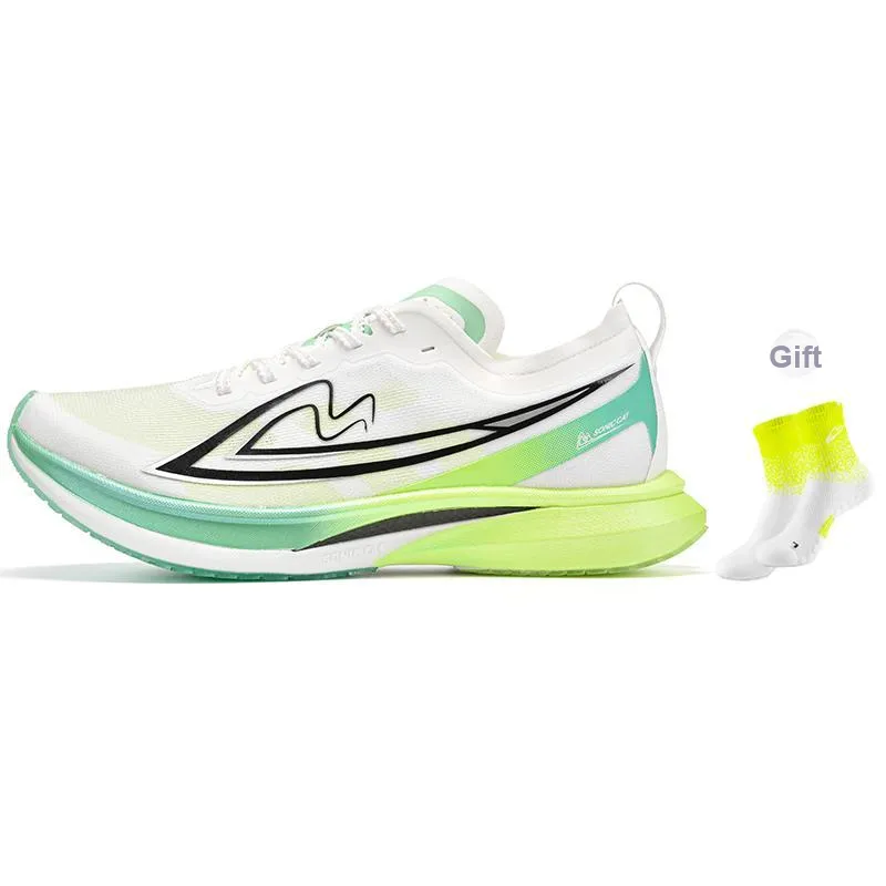 Sonic Cat Breathable Coverage Rebound Low Top Full Length Carbon Plate Training Running Shoes Unisex White Green-0