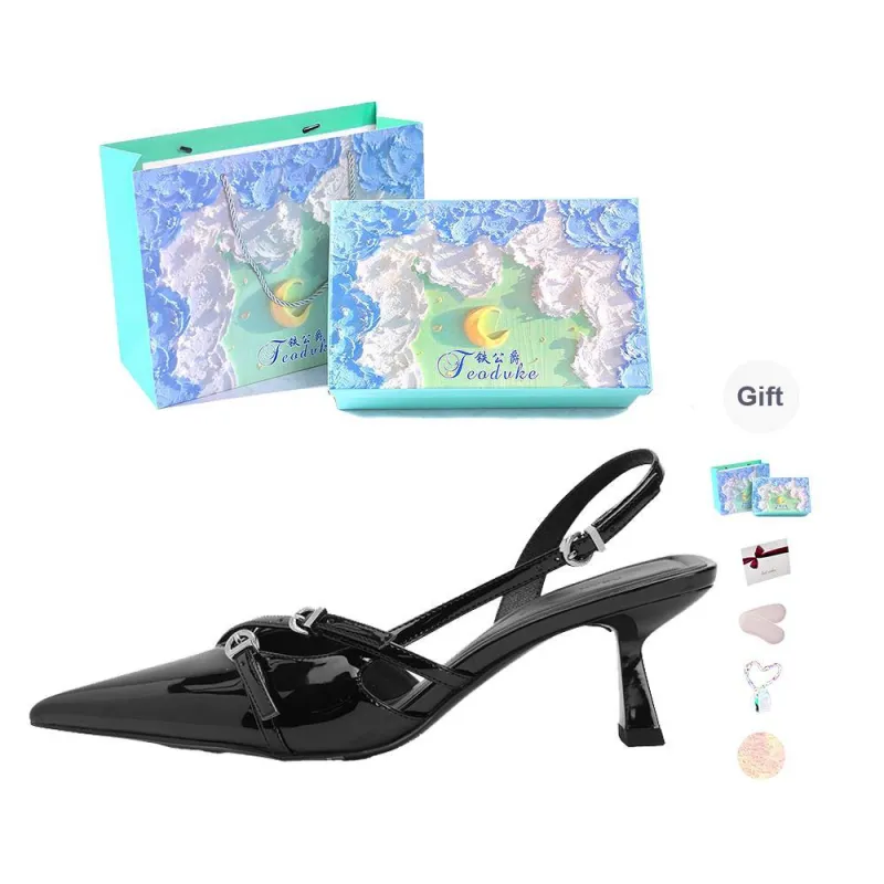 Feo Dvke Slim Heel High Heels Women's Black Gift Box Set-6