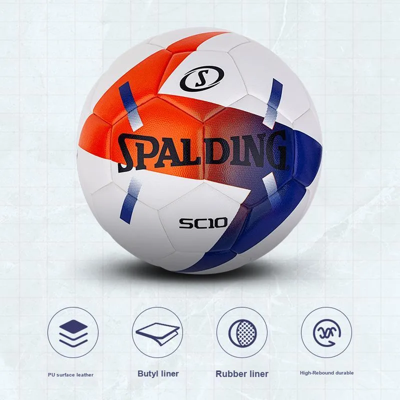 SPALDING SC10 Series Size 5 Soccer PU Seamless Thermal bonding Unisex White-4