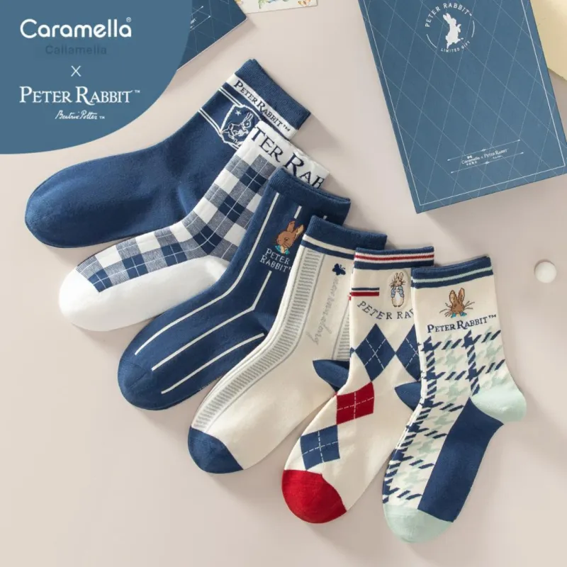 Caramella x Peter Rabbit Mid Calf Socks Unisex 6 Pack Red-16