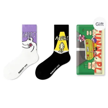 PL Mid Calf Socks Unisex Shopping Bag 2 Pack Mixed Color
