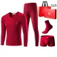 4 Pcs Set Gift Box Set (1 Long-Sleeved+1 Pants+1 Underpants+1 Socks) Thickened and Fleece-Lined/Celebration Burgundy