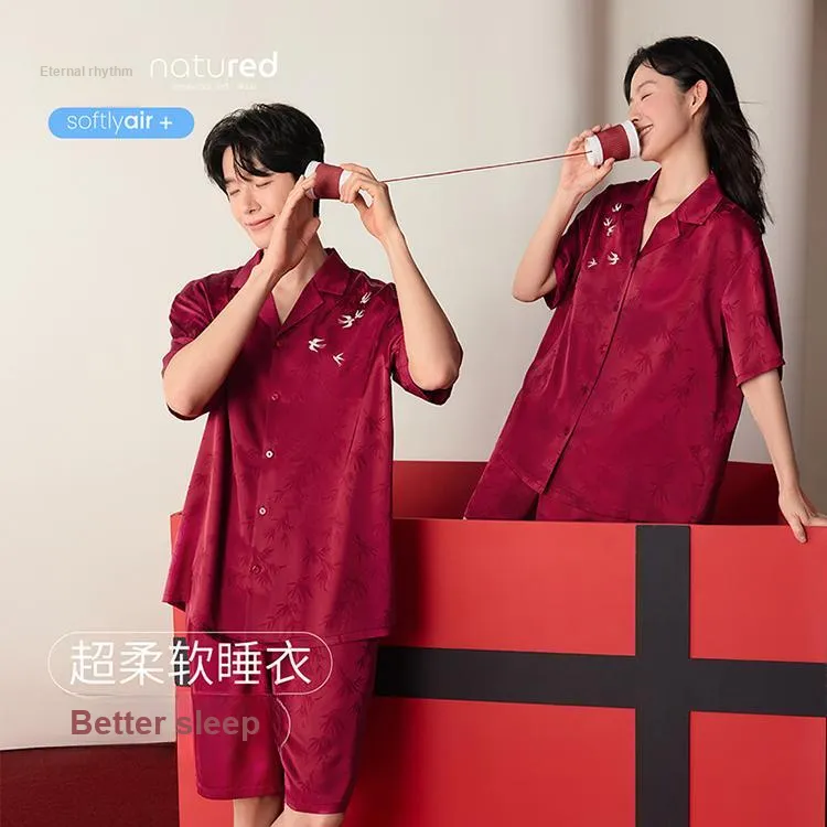 JINGYUN Pajama Set Unisex Burgundy-1