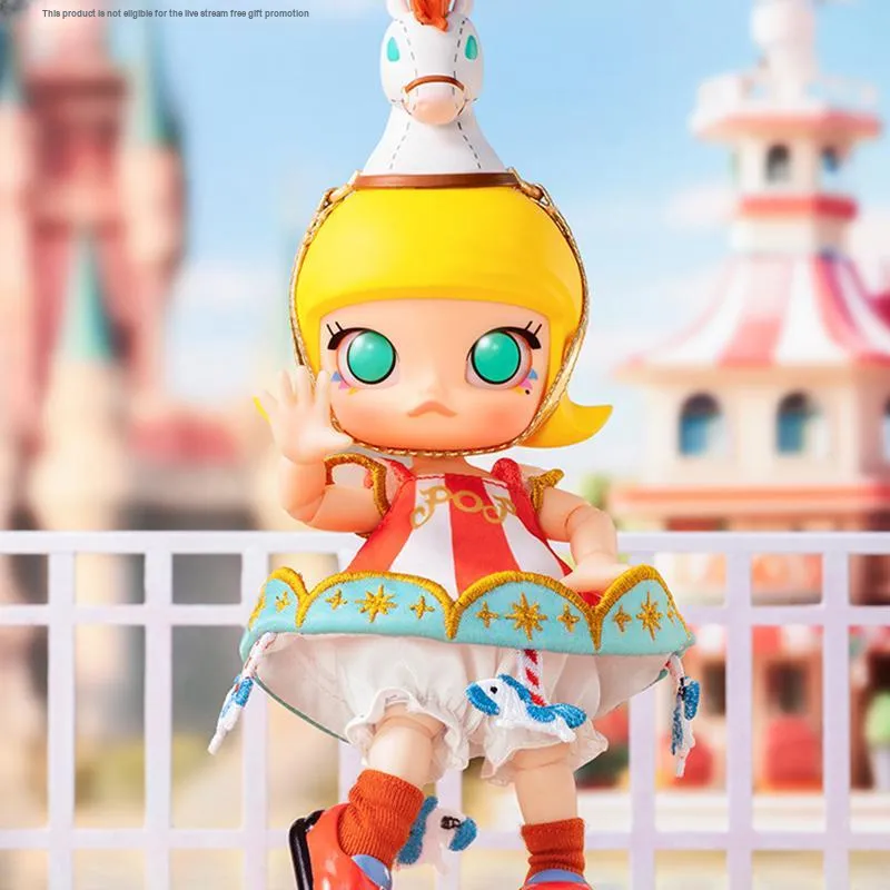 POP MART MOLLY Rotatable Wooden Doll Trendy Figures 13cm-1