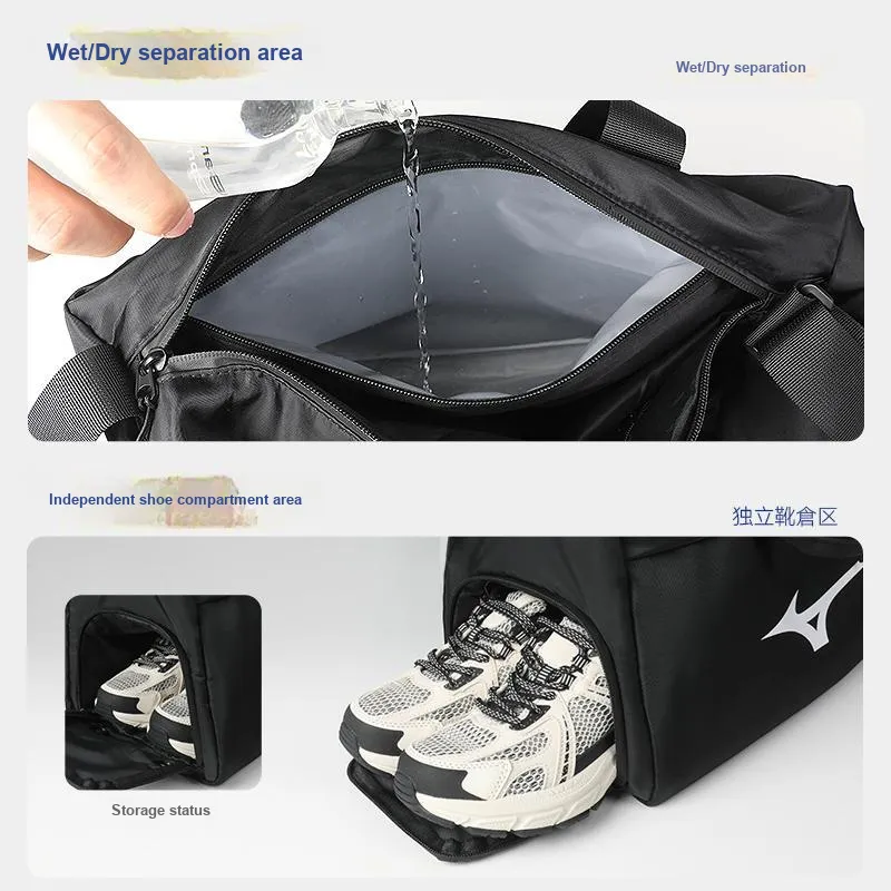 Mizuno Polyester Travel Bag, Gym Bag, Crossbody Bag Swim Bag Unisex Black-2