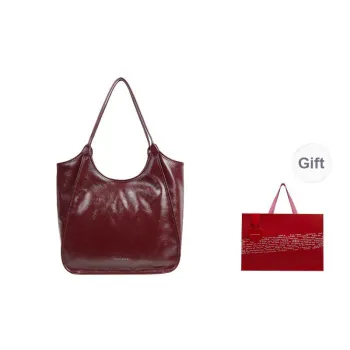 CHARLES&KEITH PU Shoulder Bag Extra Large Women's Black/Pewter Gray/Burgundy Wine Red/Gray