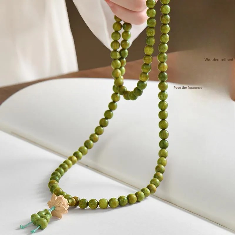 Xiang Yin Green Sandalwood Good Fortune And Prosperity Birthday Commemoration Buddhist Bead Beaded Bracelet Unisex-7
