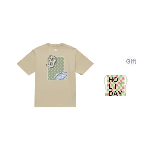 MLB MONOGRAM Коллекция Boston Red Sox SS25 T-рубашка Унисекс Песочно-коричневый