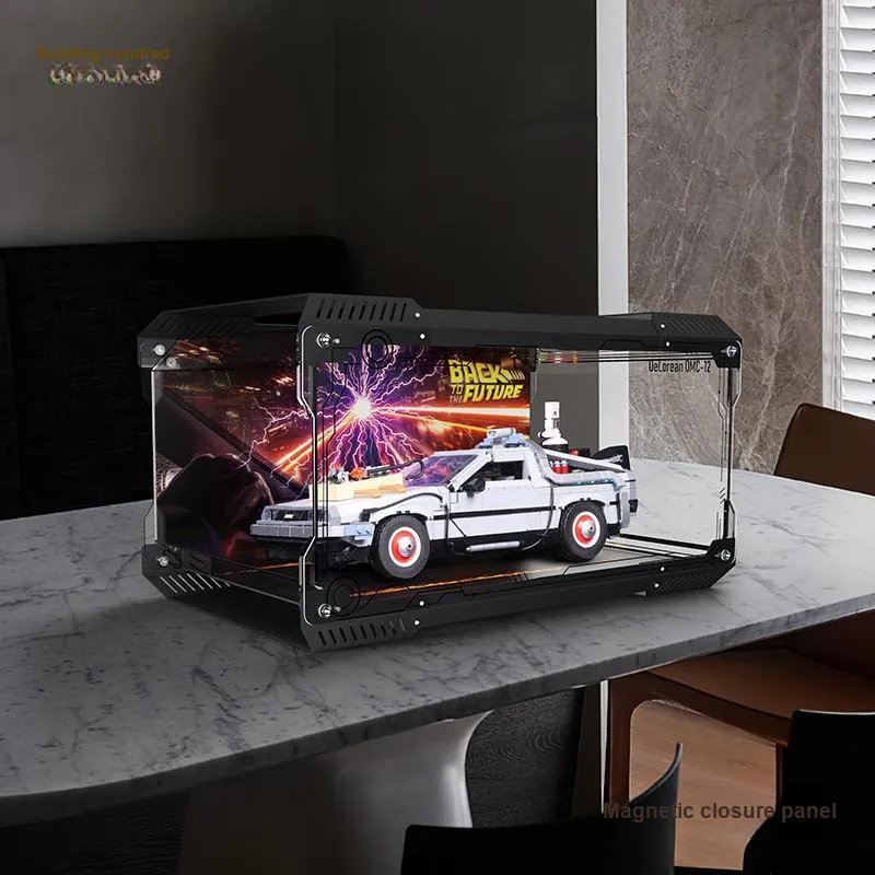 LIGHT YOUR BRICKS Compatibility Building Block 10300 Return To Future Time Machine Made Display Case Model Accessories-4
