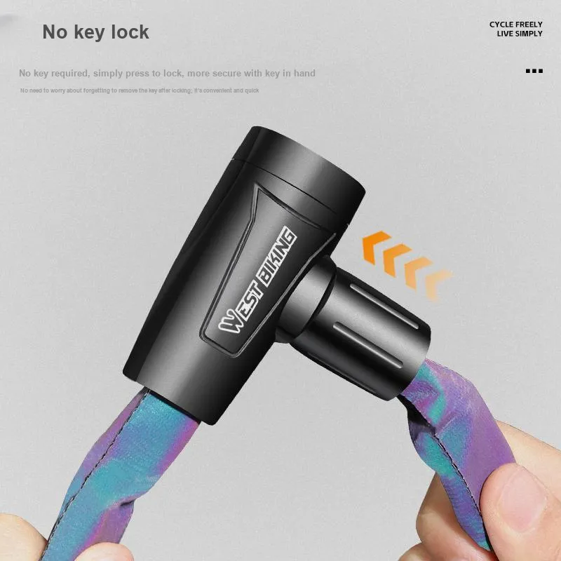 WEST BIKING Bicycle Locks Zinc Alloy, Steel Chain, Nylon Anti Pick, Waterproof, And Rust Proof Chain Lock-7