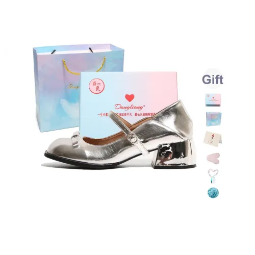 Be Good Грубый каблук Туфли Мэри Джейн Женские Серебряные Подарочный Набор в Коробке